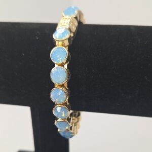 Plunder Opaque Blue And Goldtone Magnetic Bracelet 7.5